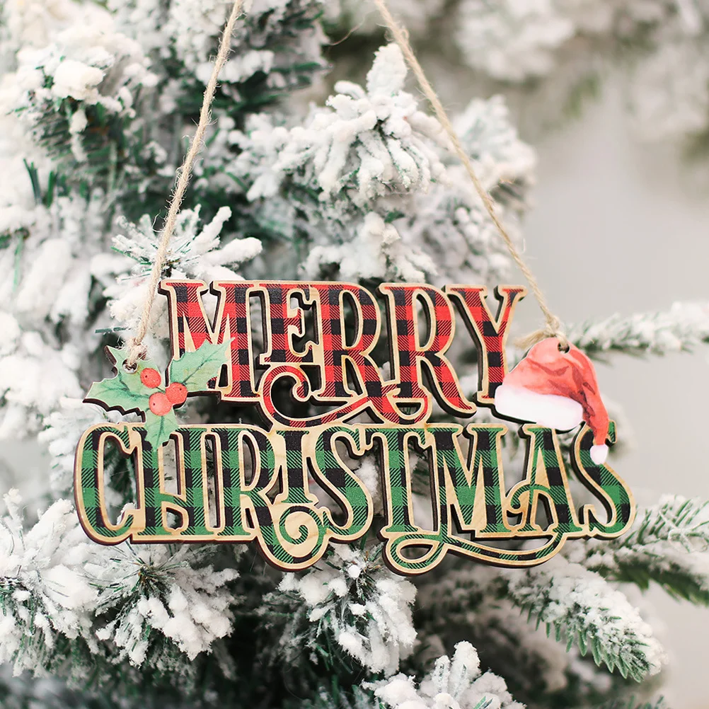 

2Pcs Wooden Christmas Ornaments Hanging Xmas Decorations Delicate Patterns Festive Atmosphere for Living Room Bedroom Table