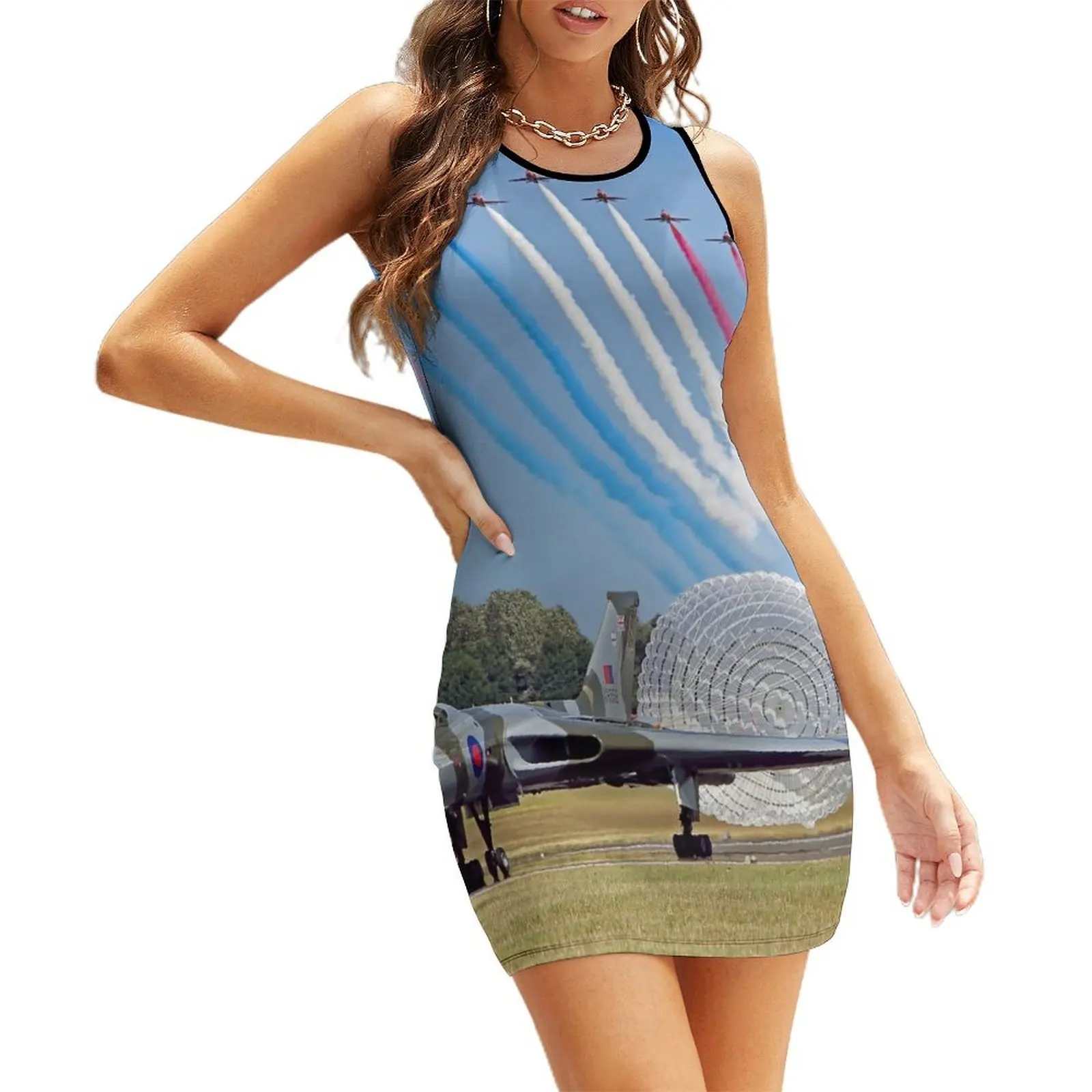 

The Red Arrows Salute The Vulcan Sleeveless Sundress summer dress woman 2025 trendy cute dress dress for women 2025