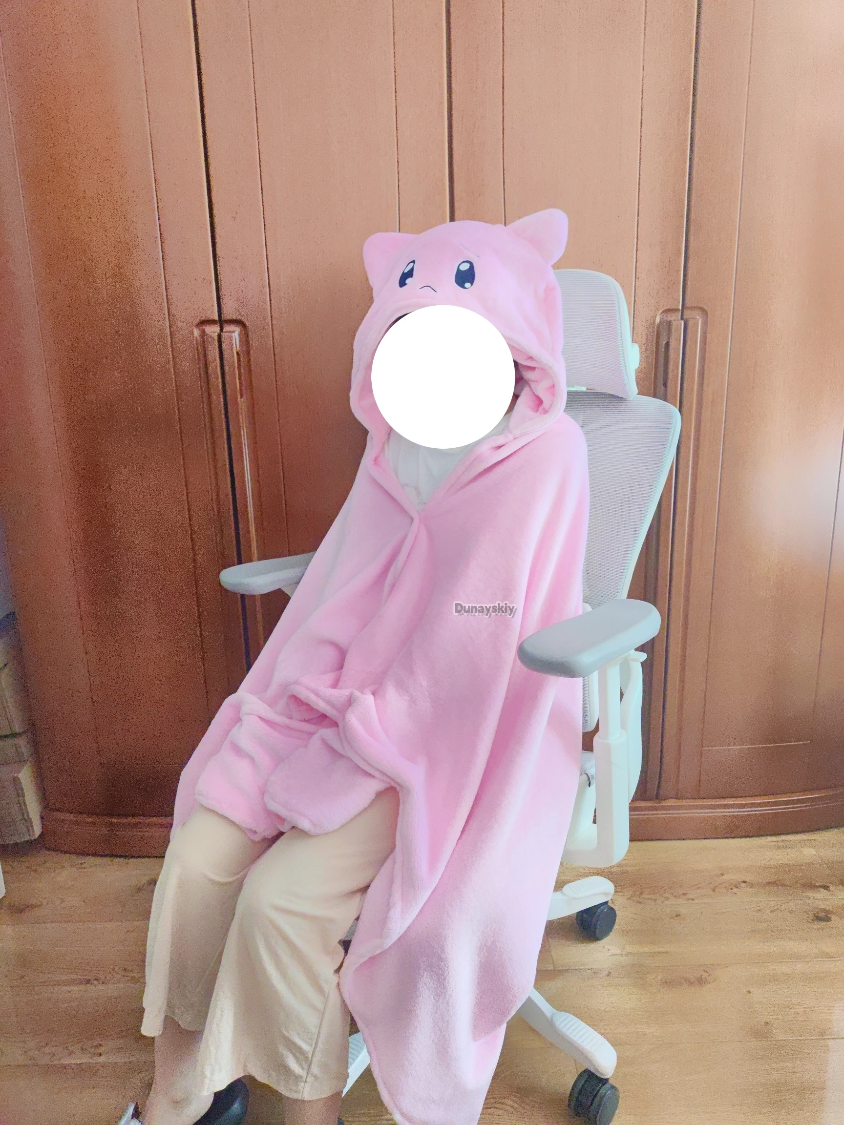 Game Needy Girl Overdose KAngel Cosplay 100*177cm A P Pink Cat Head Air Conditioning Carpet Velvet Cape Hoodie Unisex Outfit