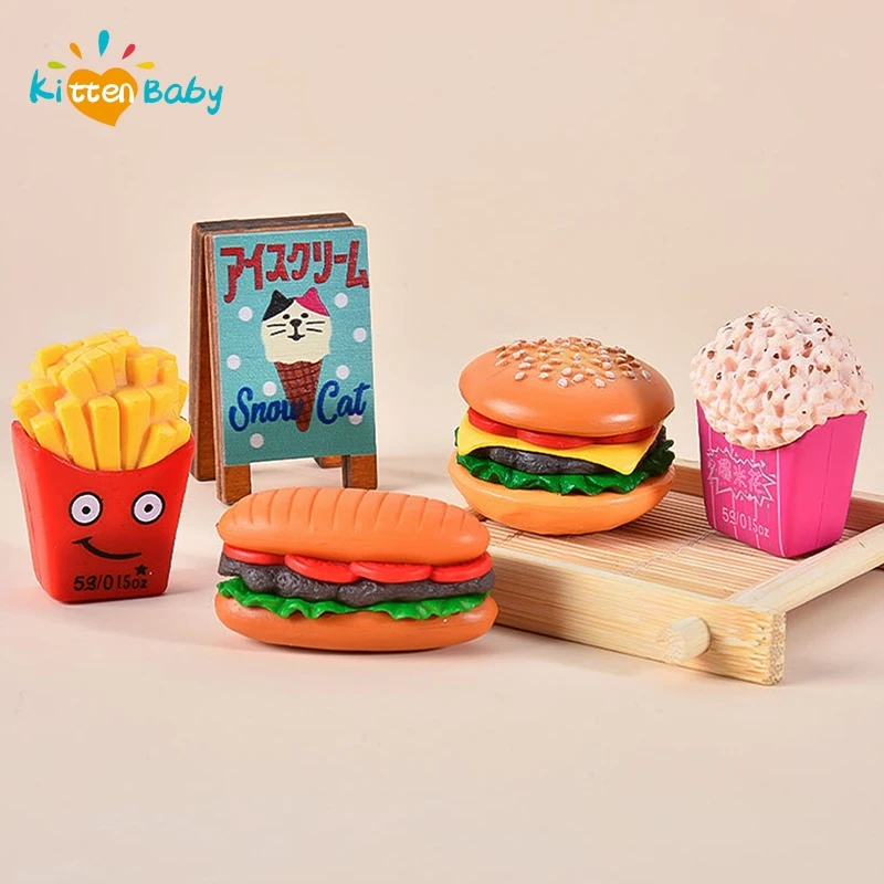 

Dollhouse Simulation Food Toys Pretend Play Hamburger French Fries Kitchen Toy Set Miniature Snack Burger Doll House DIY Scene