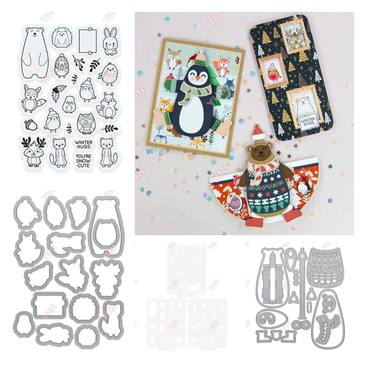 

Arrival New Mysterious Box Cut Dies Stamps a Very Festive Fayre Jumping Buddies Die Set DIY Scrapbooking Paper Card Gift Stencil