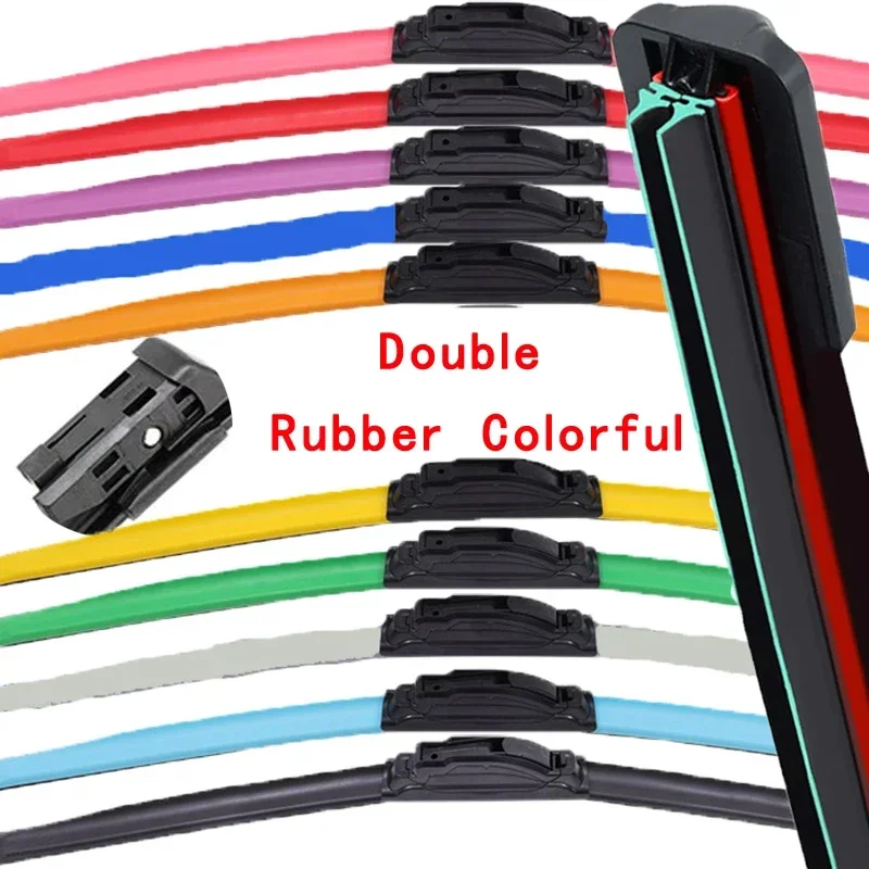 

Colorful Push Button 16mm Car Windshield Wiper blades Universal Soft Double layer Rubber Frameless Bracketless 14 20" 22" 24"26"