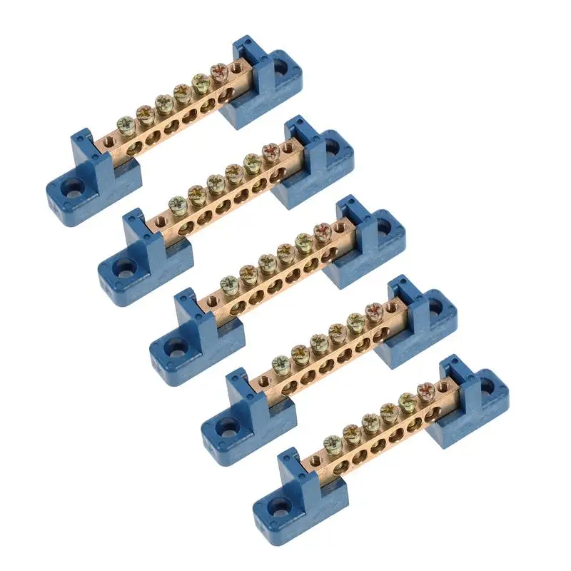 

5pcs Terminal Bus Bar 6 Positions Terminal Block Brass Wire Screw Terminal Block Bus Bar for Car Boat Marine Caravan