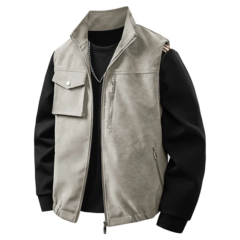 

High Quality Men's Vest Autumn Winter Fashion Comfortable Sleeveless Jacket Windproof Rainproof Simple Wear Stand Collar Vests