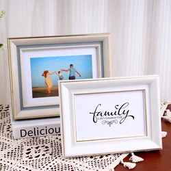 Nordic Ins Style Minimalist Photo Picture Frame Desktop Display Wall Hanging 6/7/8/10/Inch A4 Family Photo Decoration Log Color