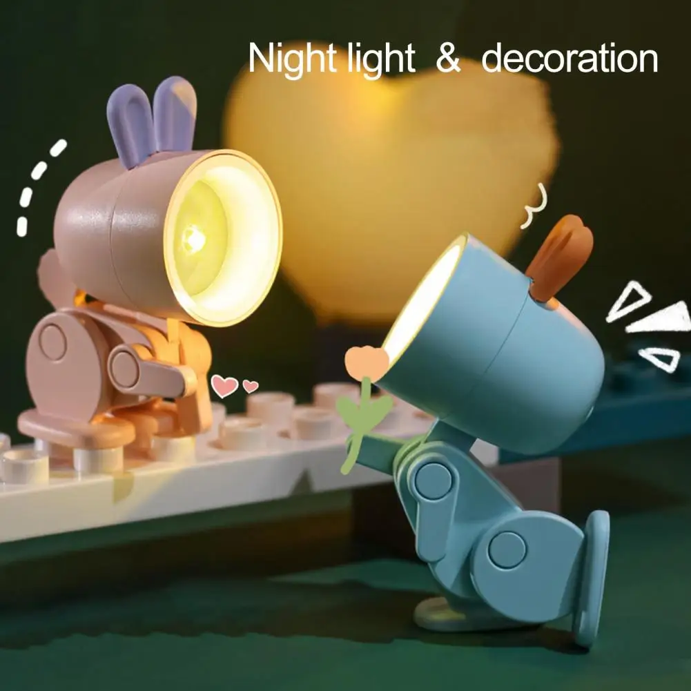 Mini LED Night Light Cartoon Rabbit Folding Table Lamp Kawaii Reading Light Student Lamp Detachable Magnetic Base Desktop Lamp