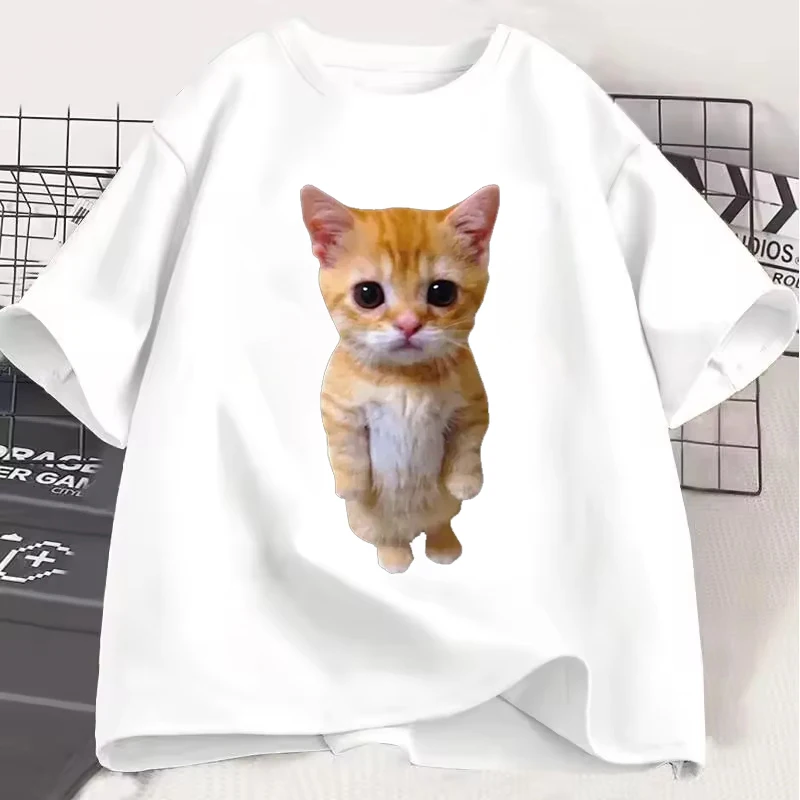 

Cat Funny Printing Casual Women Men Women T-shirts Summer Harajuku Oversize Breathable Couple's Clothing Trendy Urban Streetwear