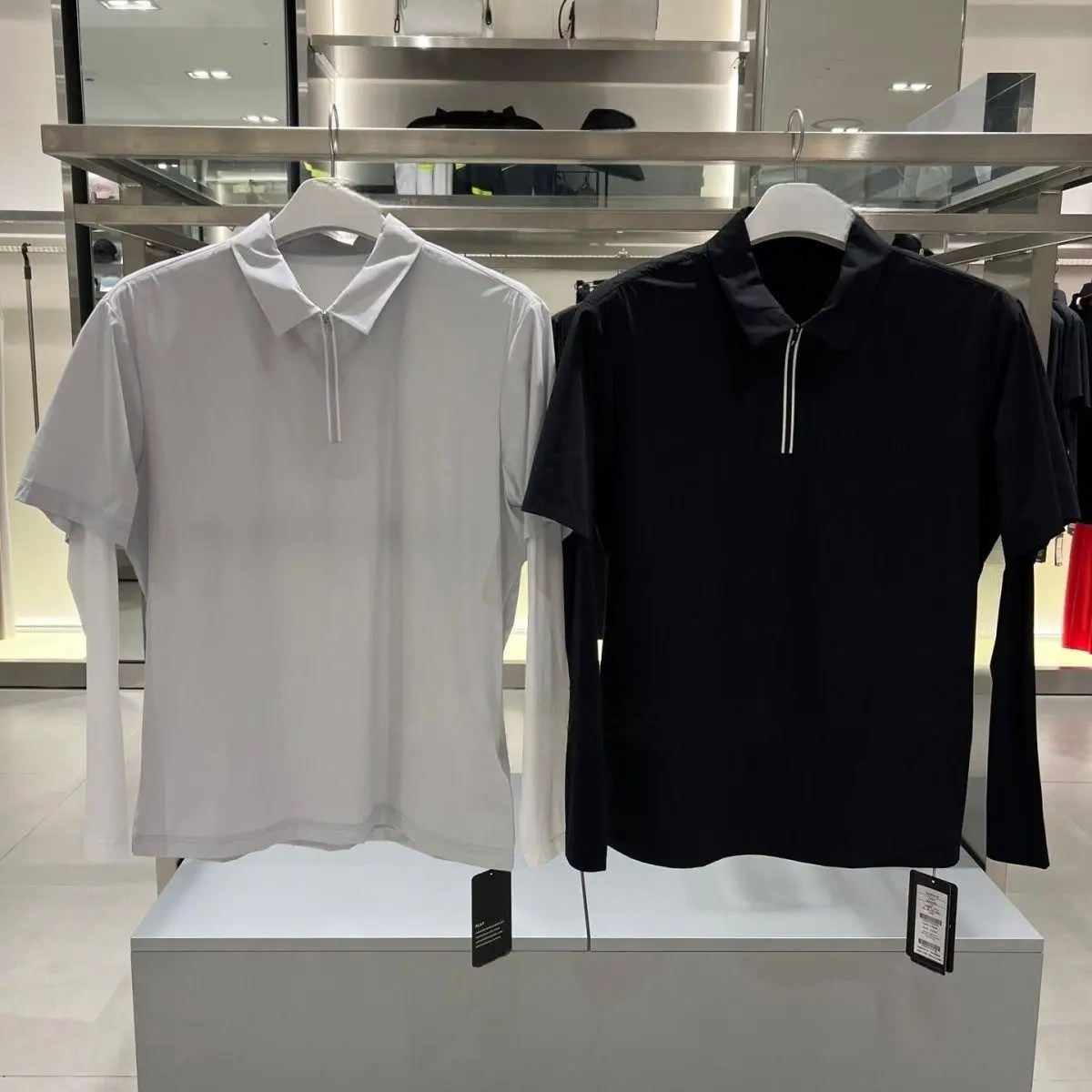 2026 Ultra Thin Cool Feel Fake Two Pieces Golf Shirt For Men Half Zipper Soft Mesh Back Breathable Long Sleeve Sport Top