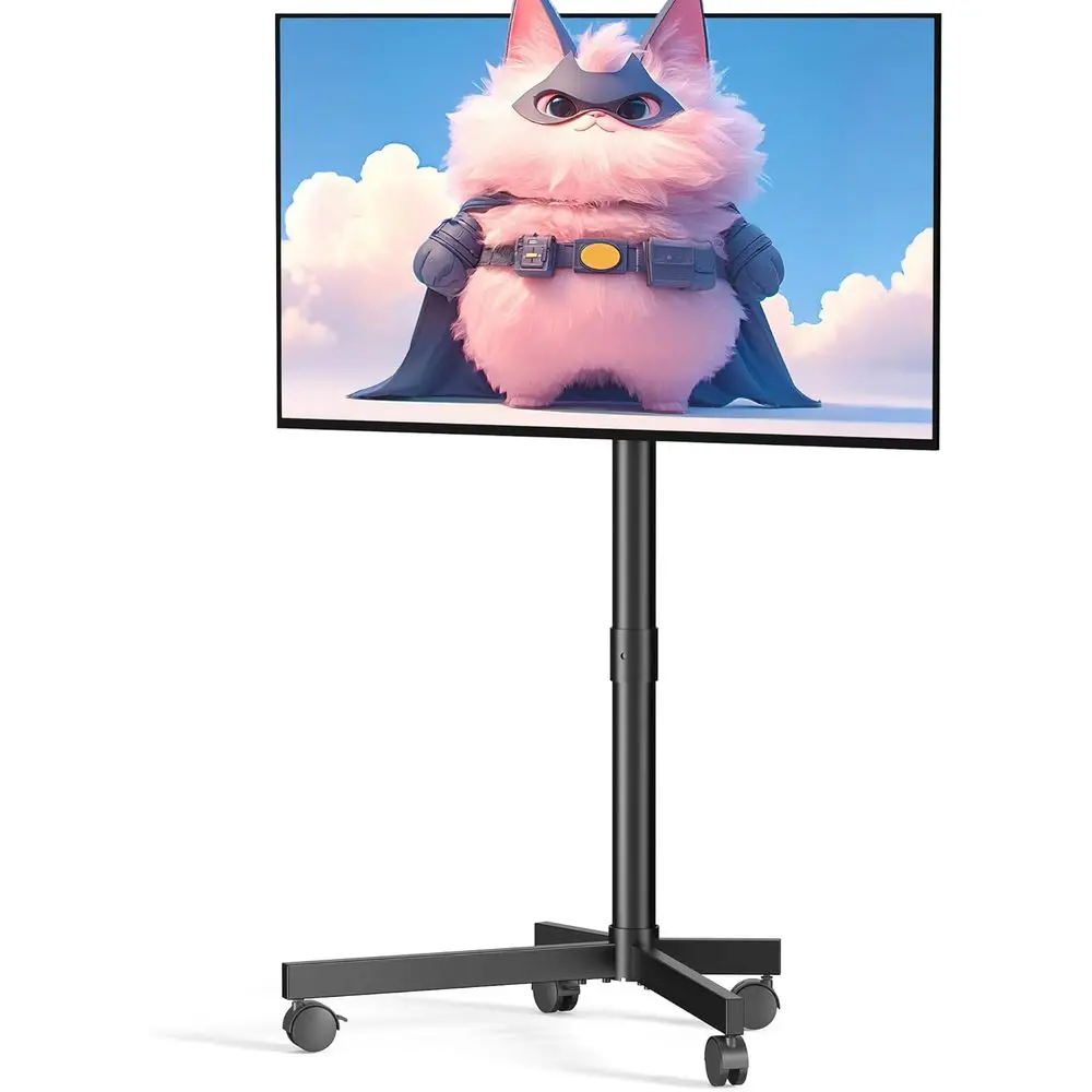 

Mobile TV Cart Rolling TV Stand or 23-60 Inch LCD LED OLED lat Curved Sns up to 88 lbs, Height Adjustable Portable TV Cart with