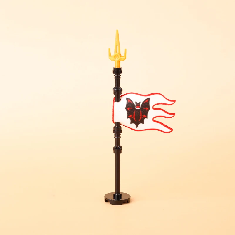 Mittelalterliche Militär Ritter Burg Flagge Templer Bausteine Kit Löwe Wolf Soldaten Zubehör König Banner Stehen Ziegel Spielzeug