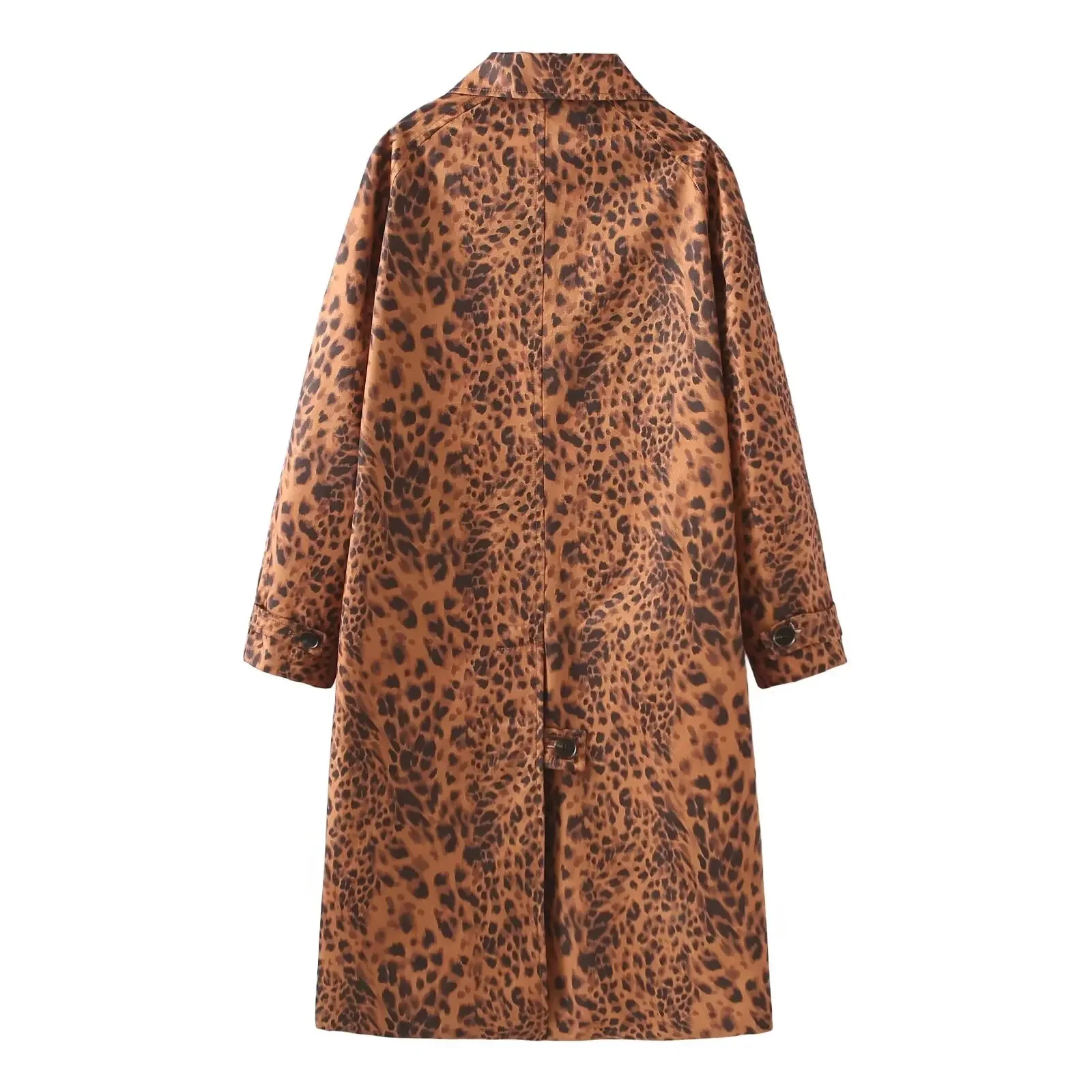 Women's 2024 New Fashion Chic Wild Animal Print Long Jacket Coat Retro Long Sleeve Pocket Women's Coat Chic Top