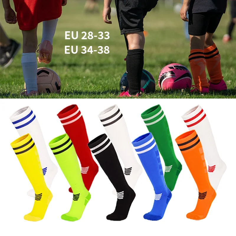 

Football socks for Kids and Teens Athletic Soccer Baseball Children Youth Knee High Stripes Tube Socks Moisture Wicking thin