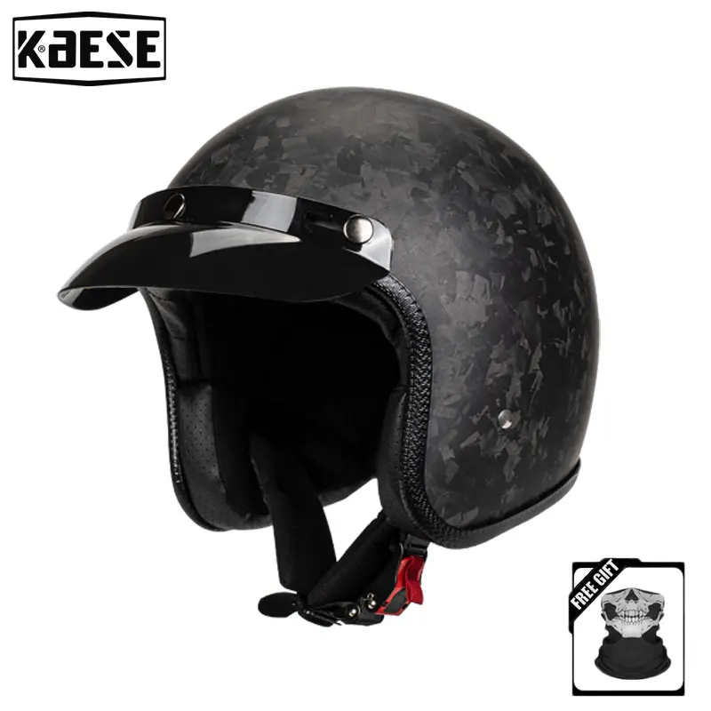 

Motorcycle Retro Solider Lightweight Carbon Fiber 3/4 Open Face Helmet Electric Motorcycle Street Bike Travel Unisex-Adult Helme