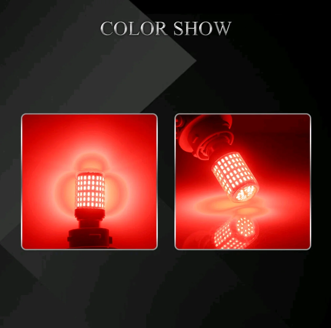 2개 레드 P21W 1016 94 BAY15D 1157 7528 LED 3014 144SMD 자동차 브레이크 전구 12V