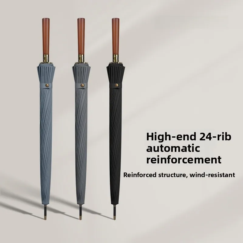 

Элитный автоматический зонт от дождя с 24 спицами, прямой ручкой, длинной ручкой, мужской, большой размер, ветрозащитный, с высоким эстетическим качеством