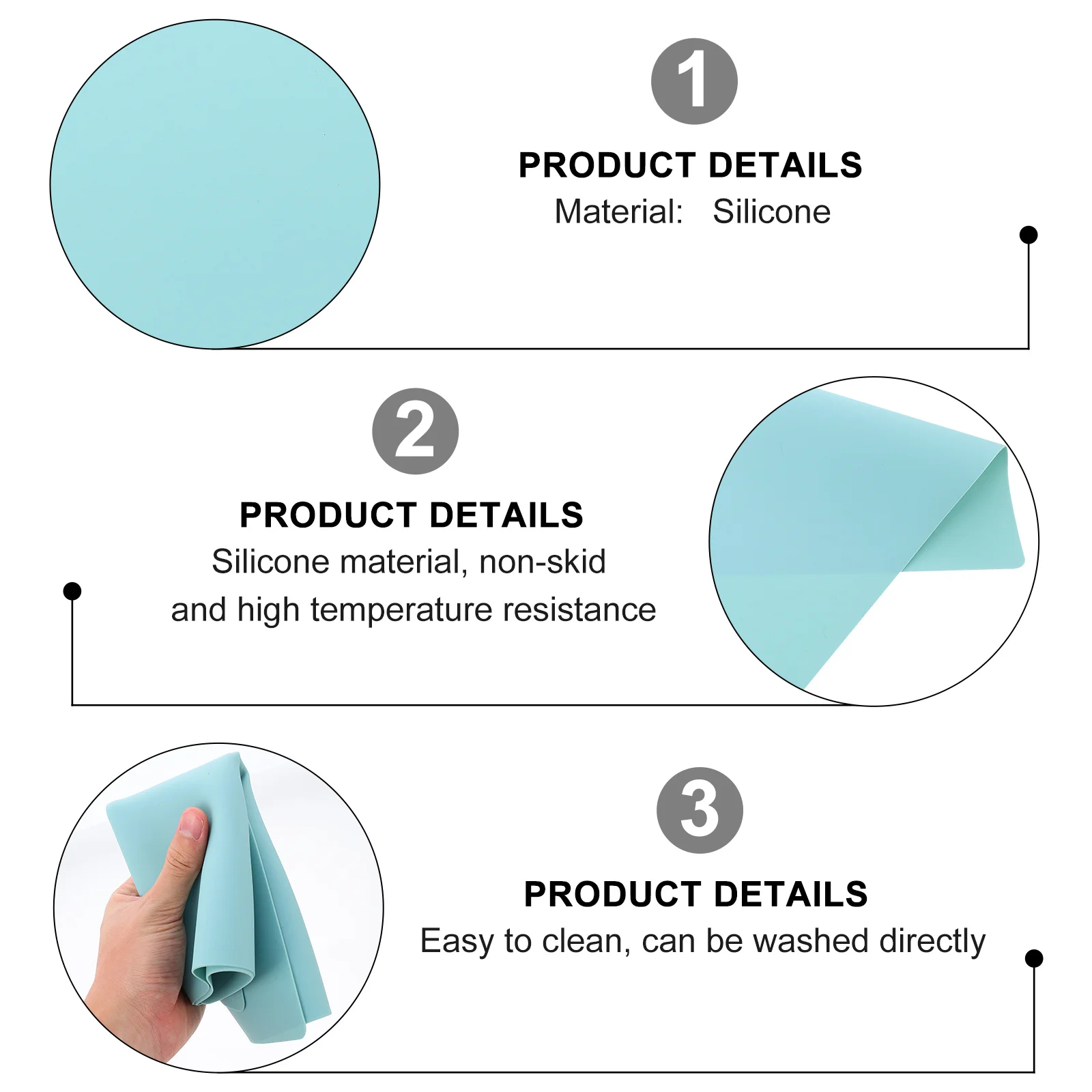 Heat Insulation Silicone Placemat Anti-Skid Washable Reusable Easy Clean Foldable Table Mat for Home Kitchen Dining Use