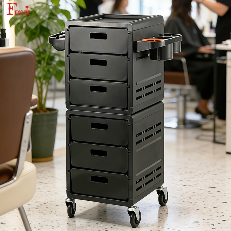 

Plastic Salon Furniture Black Hair Salon Trolley 3" PU Wheels for Beauty Salon