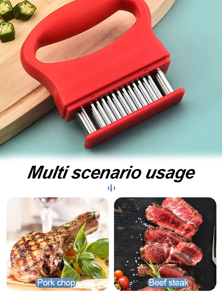 1PC Retractable Stainless Steel Meat Needle Softener Tenderizer 48 Blades Kitchen Cooking Steak Hammer Pounder Tools Meat Beater