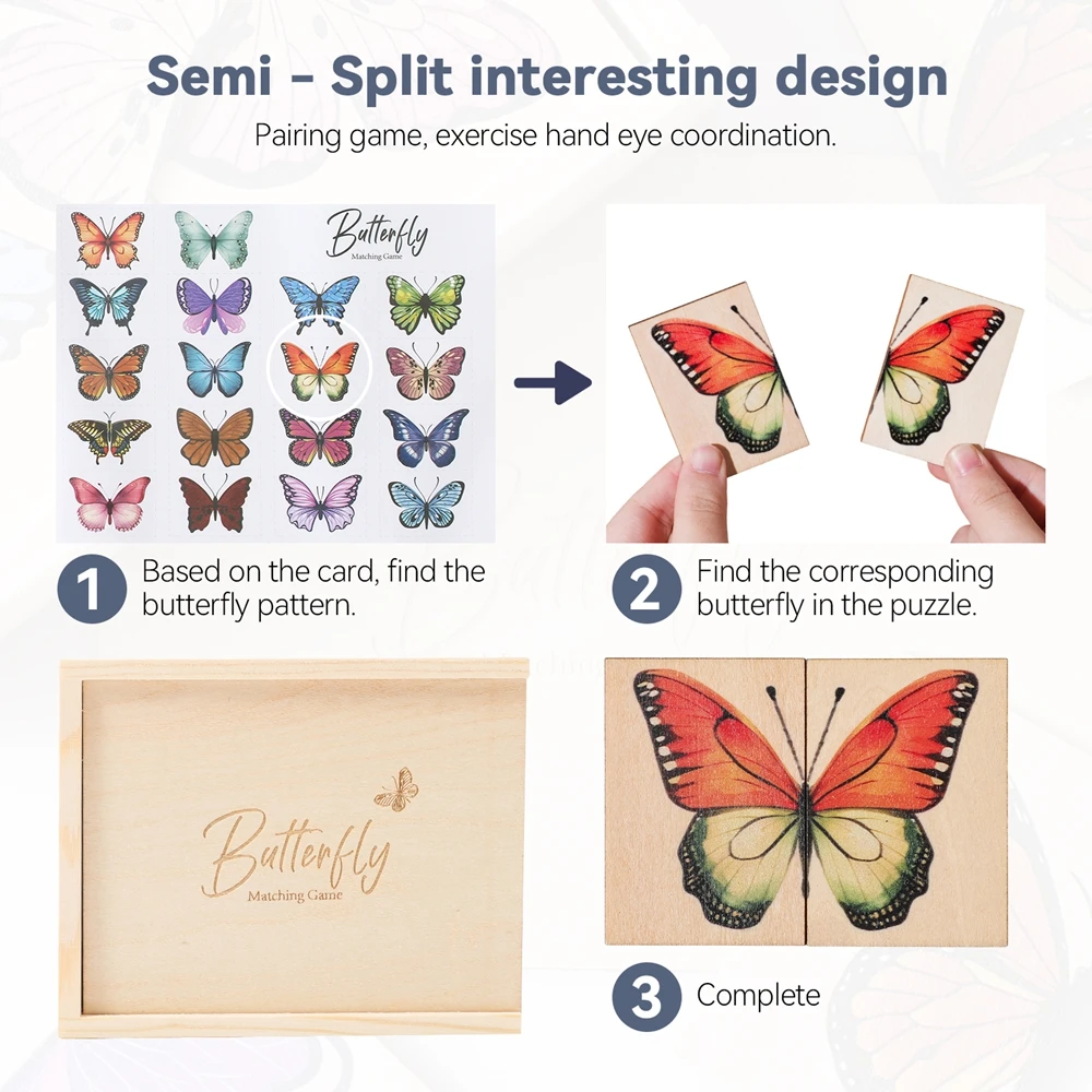 

Деревянные пазлы-бабочки, детская доска, деревянная игра-головоломка Монтессори, мелкая моторика, развивающие детские игрушки для познания, подарки