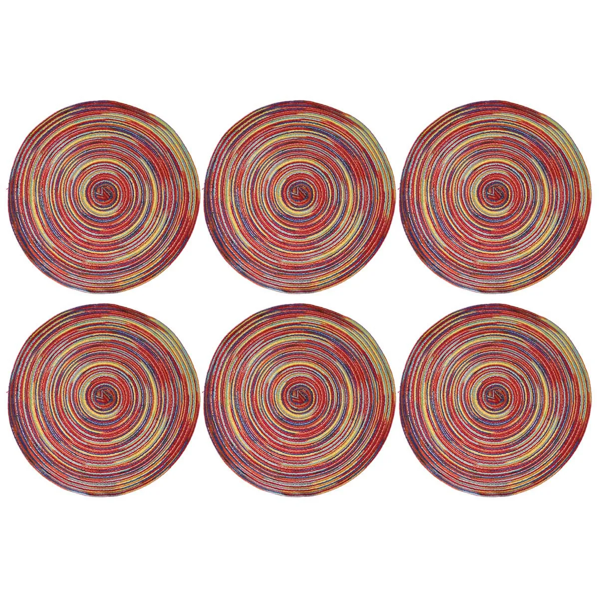 

6pc Round Placemat Cotton Linen Woven Table Mat Heat Resistant Western Food Pad For Dining Kitchen Home Easy Wash