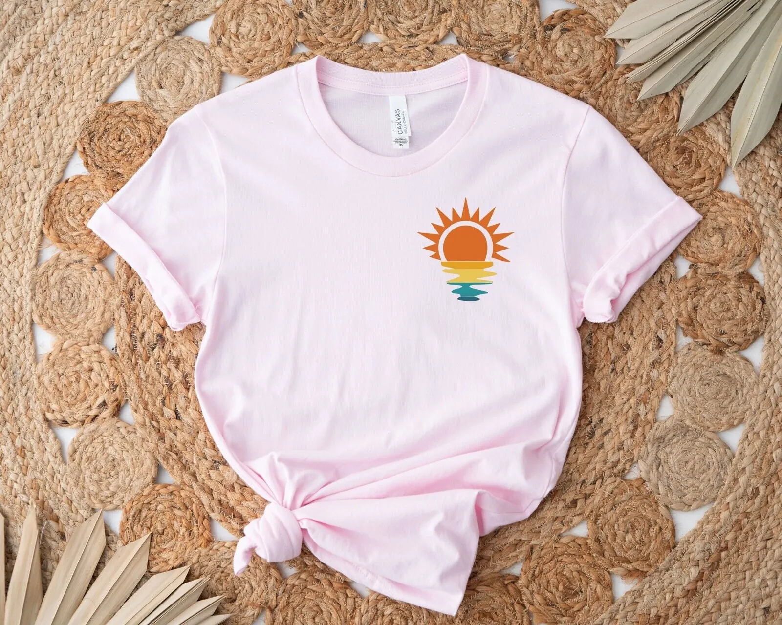 

Футболка с карманами Sun Minimalis, летняя модная винтажная ретро пляжная футболка для любовника, отпуск