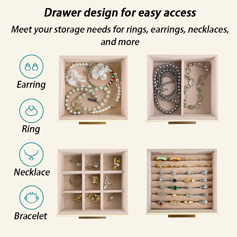 Large Capacity Jewelry Box Multi-layer Ring Earring Storage Boxes Rotatable Jewelry Organizer Box Women's Necklace Display Boxes