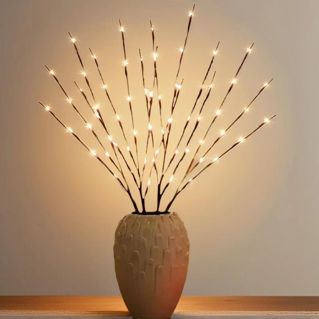 

20 светодиодных фонарей для ветвей деревьев на батарейках — декор для внутренней вазы для праздника и Рождества