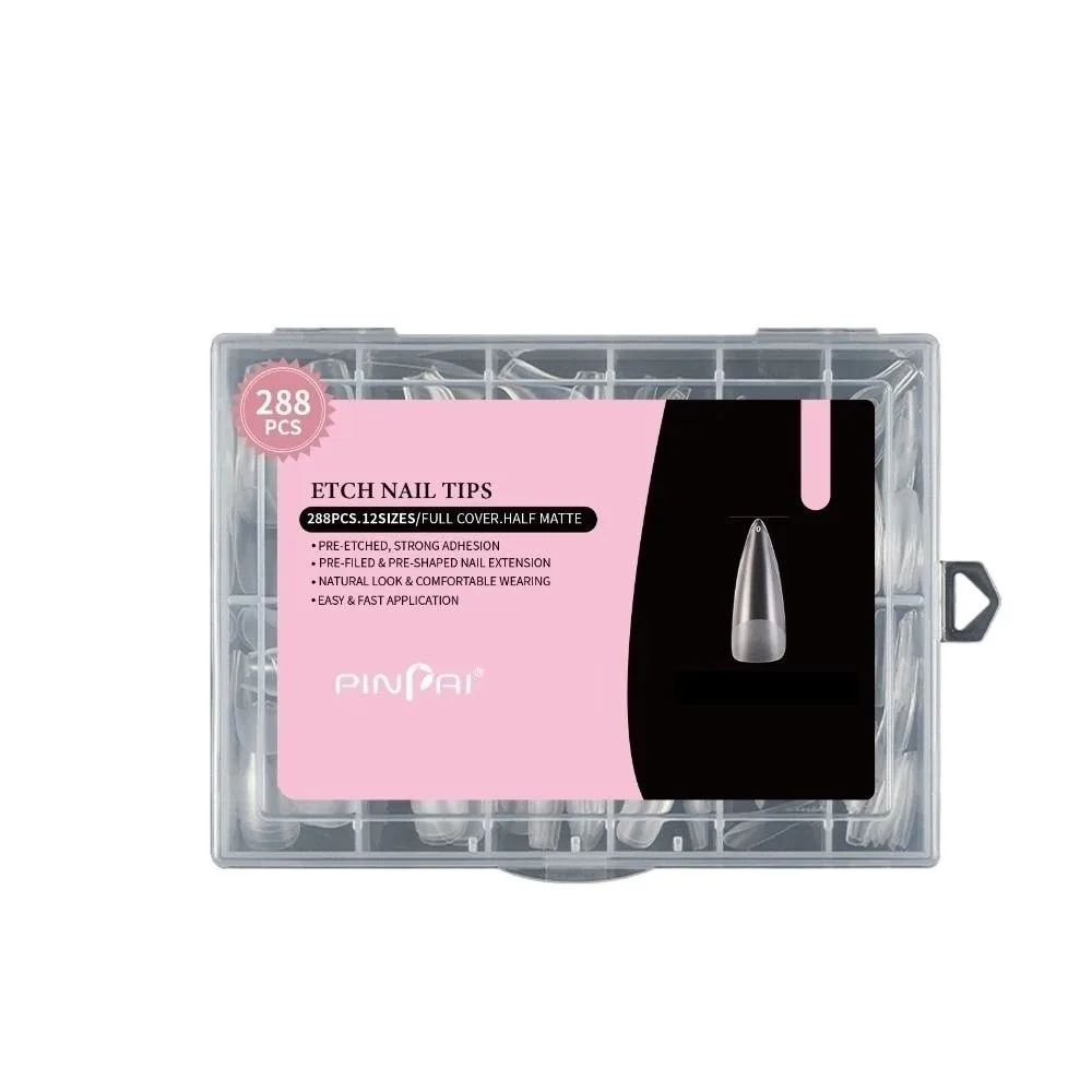 288pcs Ultra-thin French Soft Gel Nail Tips 12 Sizes Square Almond Nail Extension Mold Full Cover Quick Extension Press on Nails