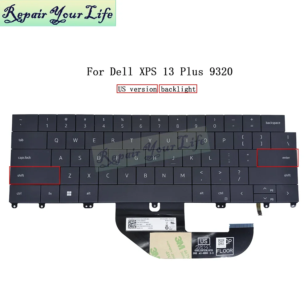 

US UK SP LA Russian Backlit Keyboard For Dell XPS 13 Plus 9320 Laptop Keyboard, RU English Spanish Latin 049NVP 0H6DNV 0RNK14