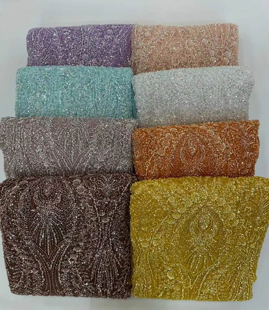 高級アフリカナイジェリア産スパンコールビーズ付きレース生地2025高品質フランス製ゴールドメッシュレース生地、パーティー、ウェディングドレス縫製用