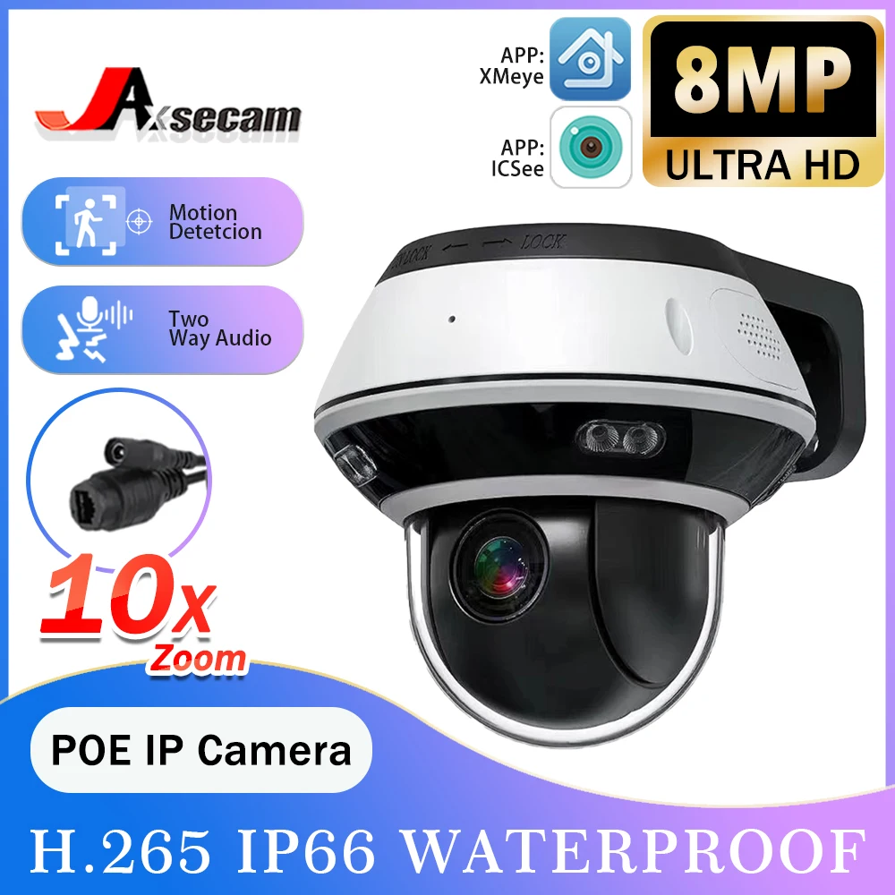 ICsee H.265 4K 8MP Security Protection POE IP Camera Human Detection Outdoor Audio Record Ultra HD Video Surveillanc Dome Camera