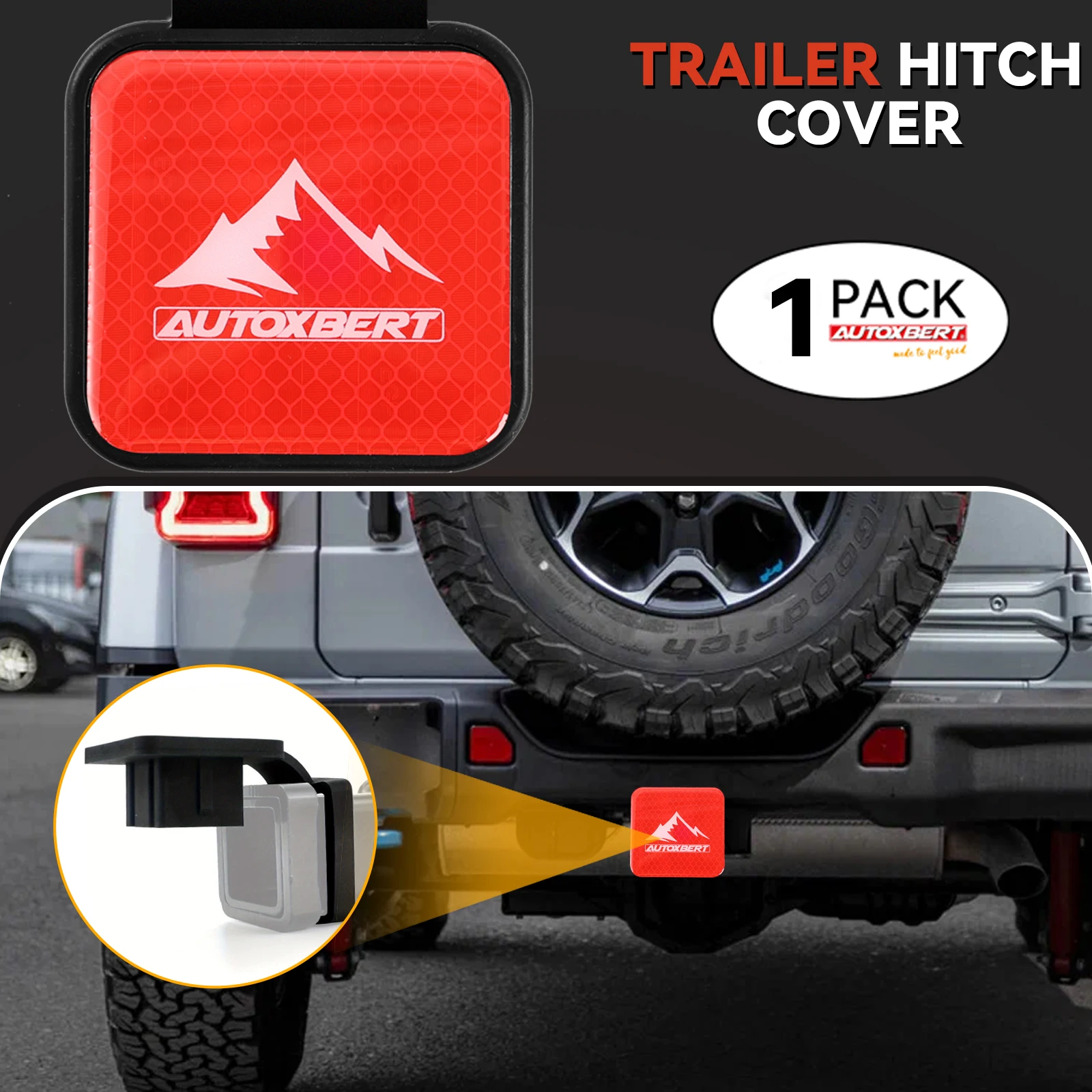 

Safety Reflector 2'' Inch Trailer Hitch Cover Tube Cap Plug Receivers For Ford Toyota Jeep Nissan Chevrolet Ram Dodge ATV Red