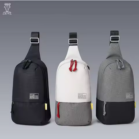FIDO DIDO 가슴 가방 남성용 가방 작업 쇼핑 사이클링 여행용 헤드폰 잭이 있는 방수 내마모성 도난 방지 스트랩