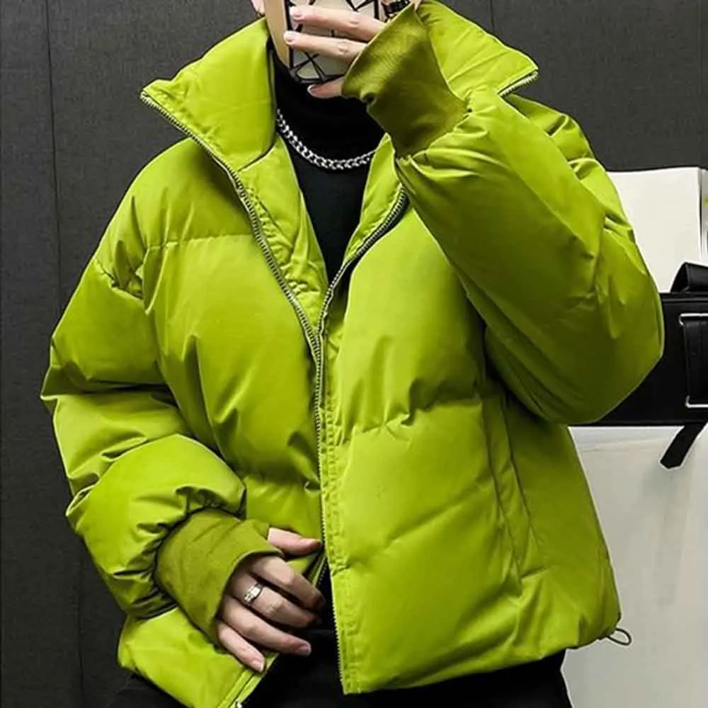 2025 شتاء جديد الرجال بلون سترة قطن بأكمام طويلة الأمريكية الرجعية الموضة العصرية شارع العليا فضفاض المتخصصة الرجال