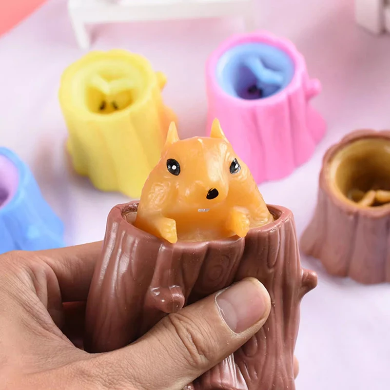 Multi-colors Cute Evil Squirrel Pop Up Squeeze Toys Anxiety Relief Decompression Sensory Fidget Toy For Kids Classroom Prizes
