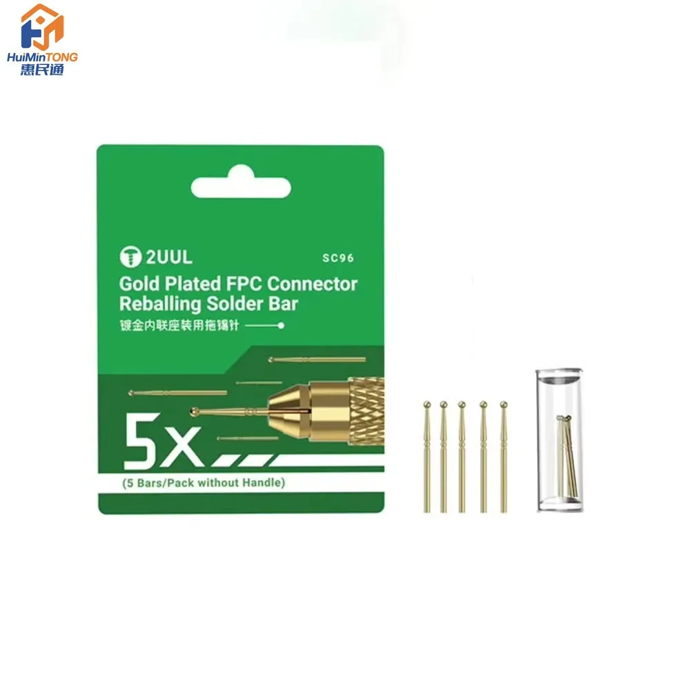 2UUL SC96 5 Bars/Pack Gold Plated Tin Dragging Needle Head Without Handle Quick Tin Suction FPC Connector Reballing Solder Bar