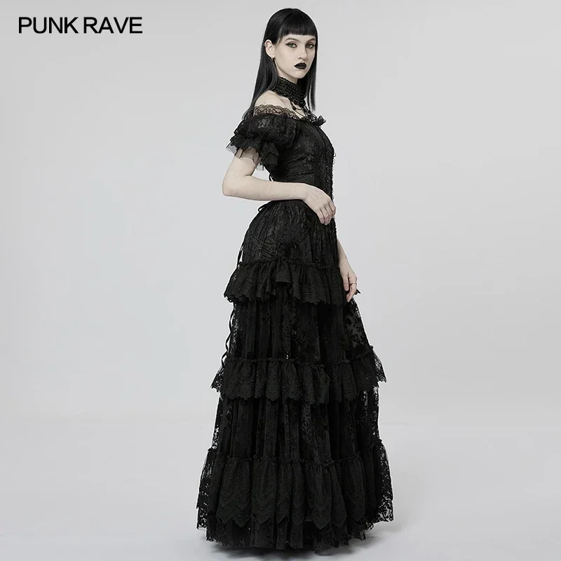 PUNK RAVE Women\'s Gothic Gorgeous Print Dress Mysterious Sexy Luxurious Goddess Party Club Long Dresses Women Clothing