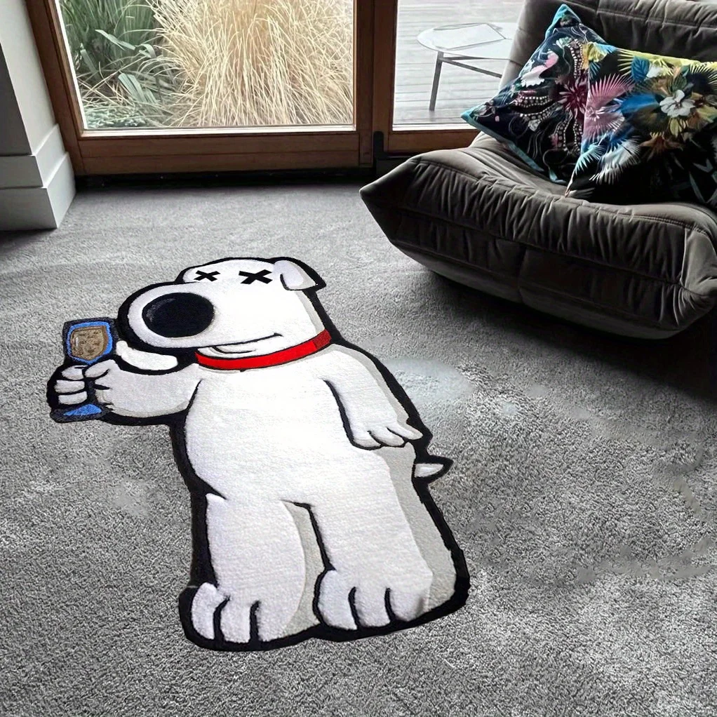 Image of VIKAMA Cartoon Bär Teppich Unregelmäßigen Teppich Ganzkörper Spiegel Teppich Teppich Für Schlafzimmer Wohnzimmer Weiche Nacht Teppich Hause Dekoration