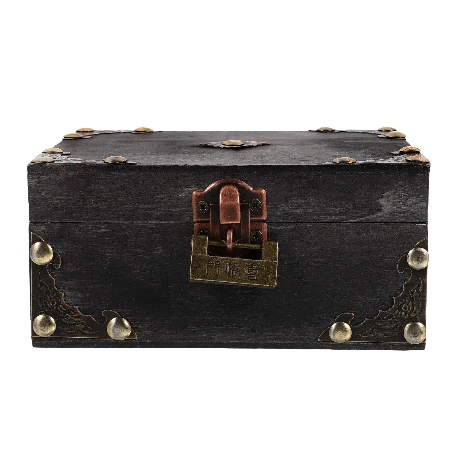 

Retro Wooden Storage Box Lock Large Capacity Jewelry Keepsake Chest Decorative Prop Wood Storage Chest Wooden Treasure Box