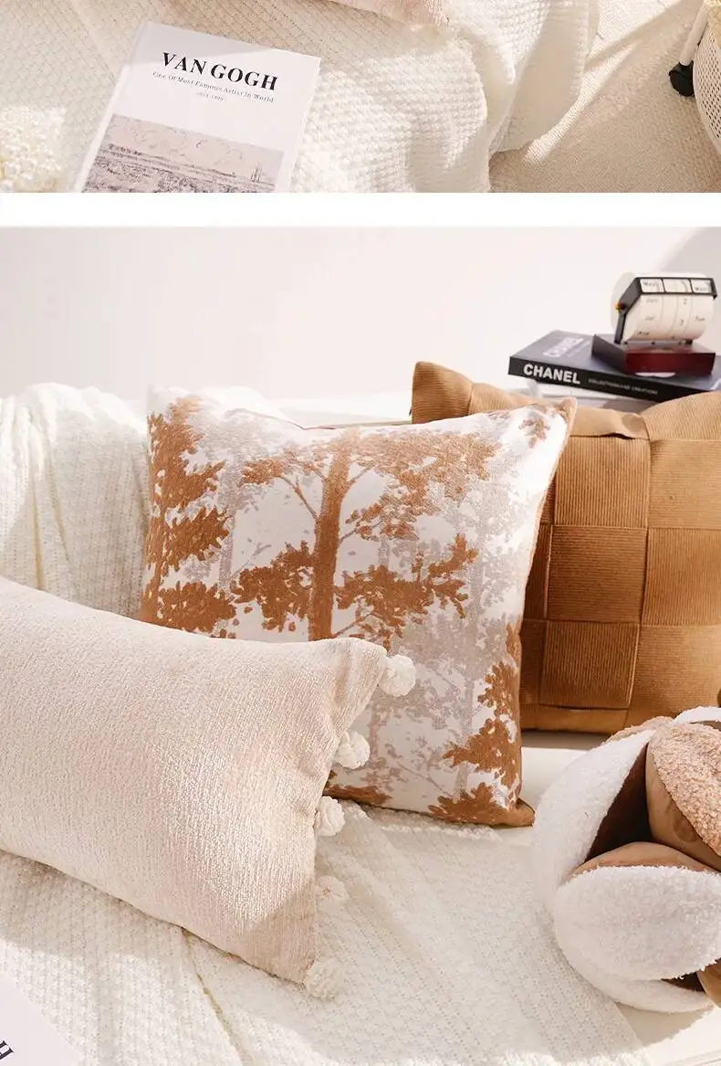 Amerikanischer Luxus-Kissenbezug mit Waldmotiv, weicher Chenille, moderner Plüsch-Dekokissenbezug für Wohnzimmer, Sofa, Bettdekoration – Detail 9