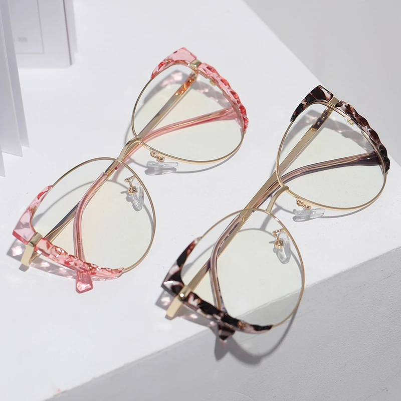 EYORA Lesebrille aus Metall mit Schmetterlingsrahmen, Myopie-Brille, Hyperopie, Anti-Blaulicht, progressive photochrome Brillengläser