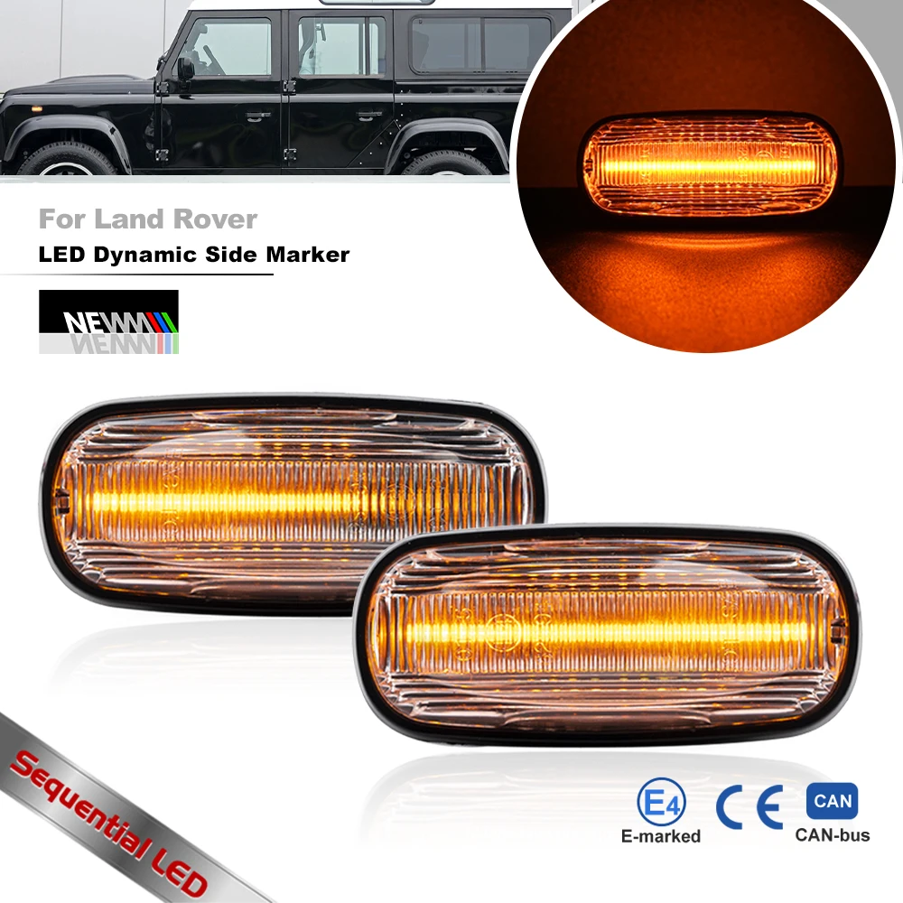 For Land Rover Defender 1998-2016 Freelander Discovery 2 Rover 75 MG ZT LED Sequential Turn Signal Blinkers Sidemarkers Lamps