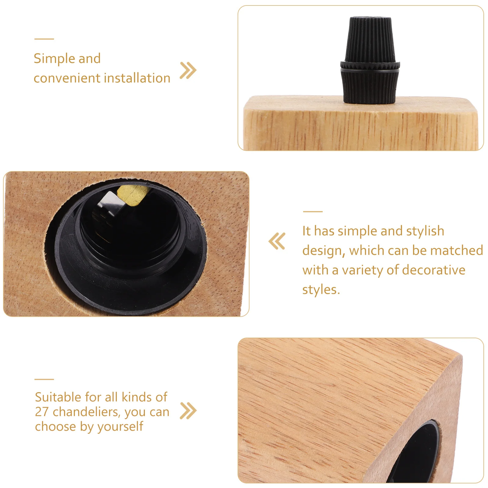 

Wood Plastic Thread Lamp Holder Chandelier E27 Light Bulb Base Hanging Pendant Light Socket Hanging Lamp Bulb Base