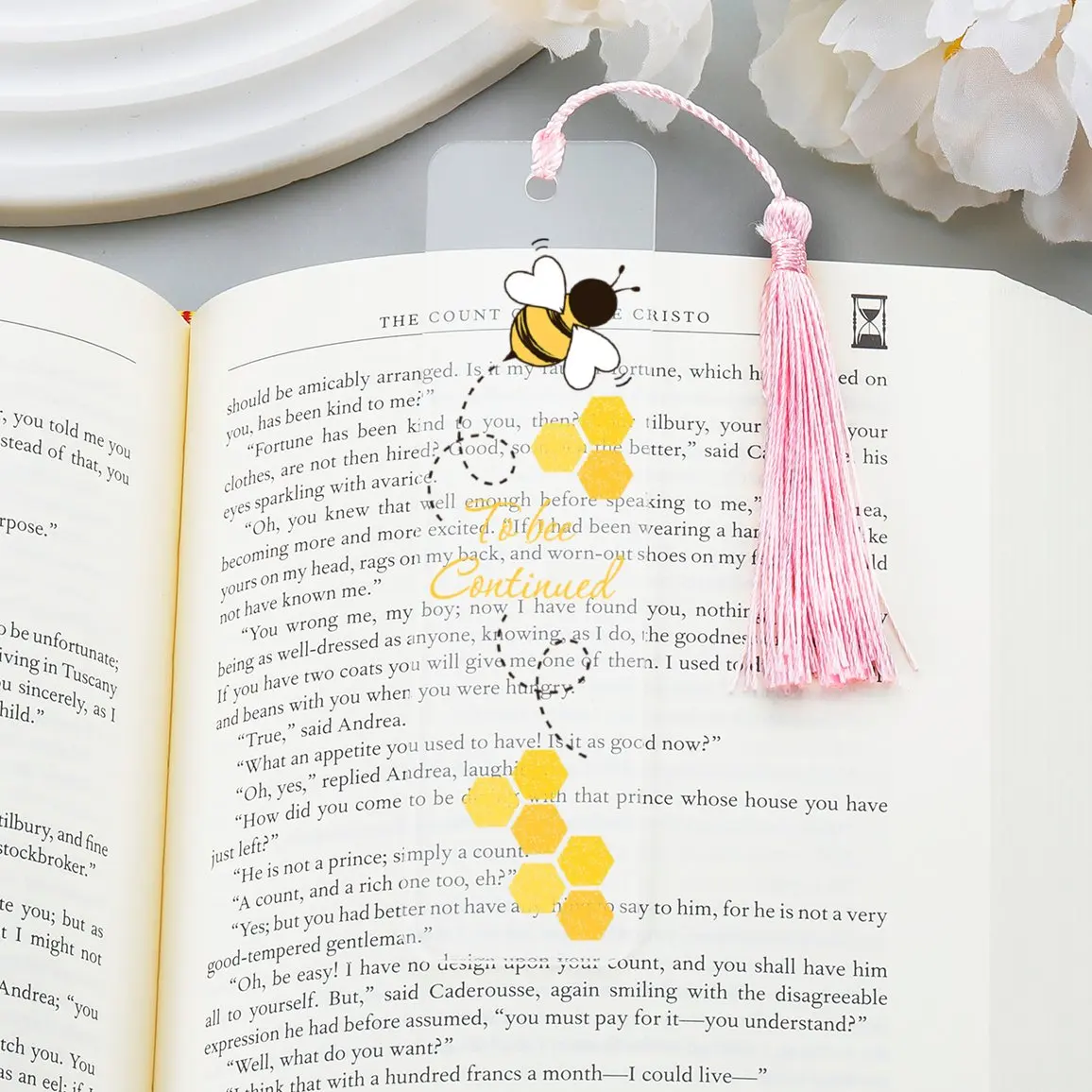 

Creative Acrylic Bookmark To Bee Continued Inspirational Colorful Book Mark Gifts for Women Book Lovers with 15 Colors Tassel