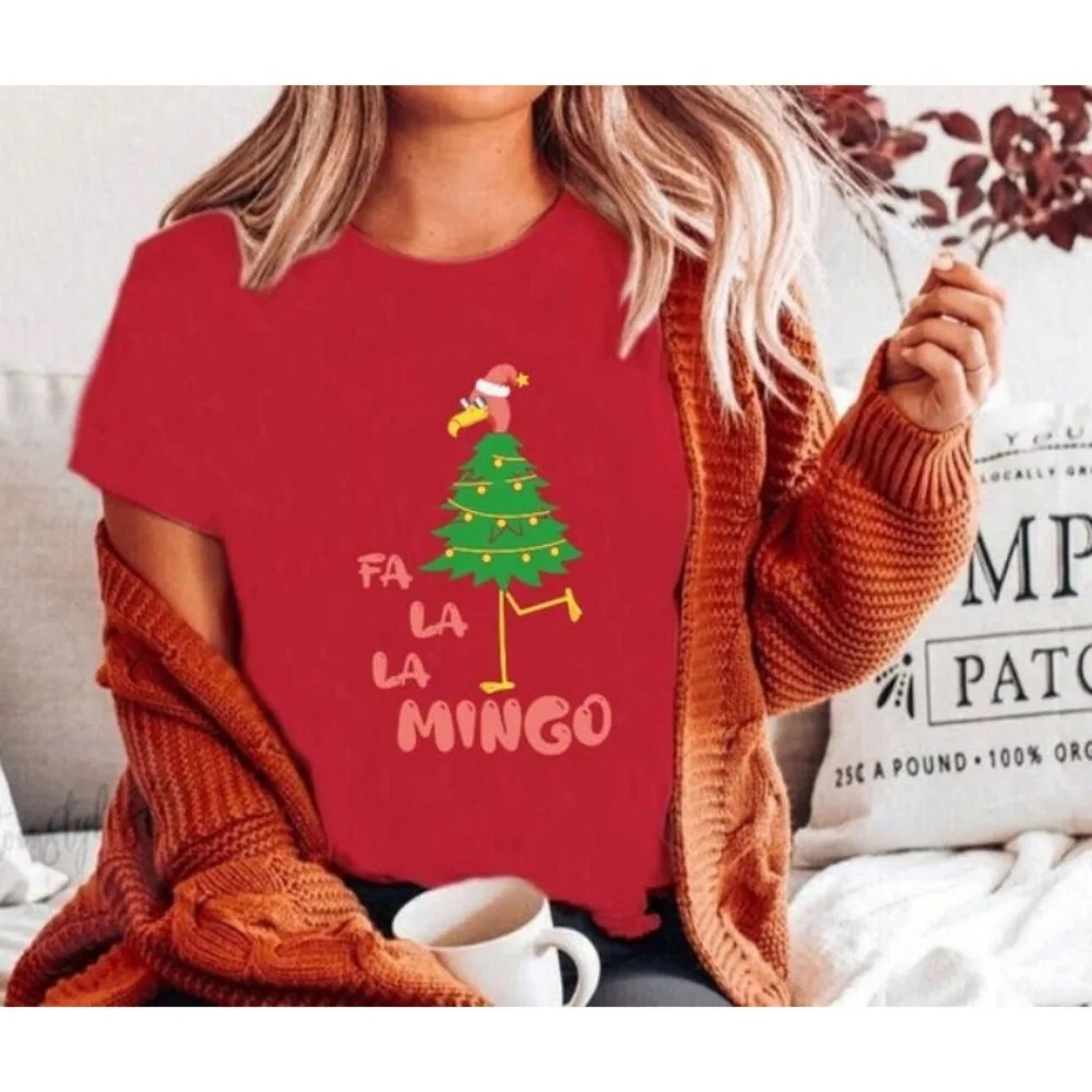 فلامنغو عيد الميلاد قميص فلامنغو عيد الميلاد قميص للنساء فلامنغو عيد ميلاد سعيد البلوز Harajuku الملابس الجمالية #4