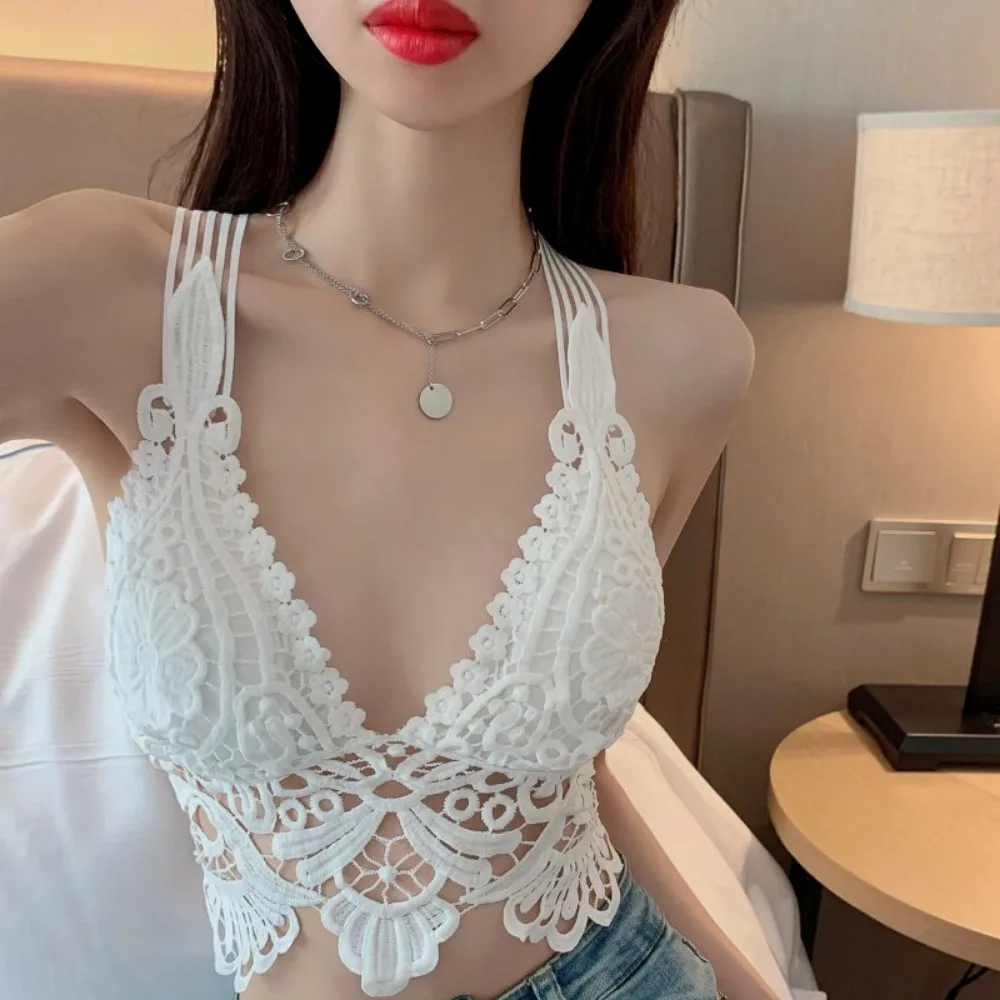 Sexy Tops for Womens Lace Crop Top Woman Tank Tops Off Shoulder V-neck Sleeveless Camis for Women Backless Camisole