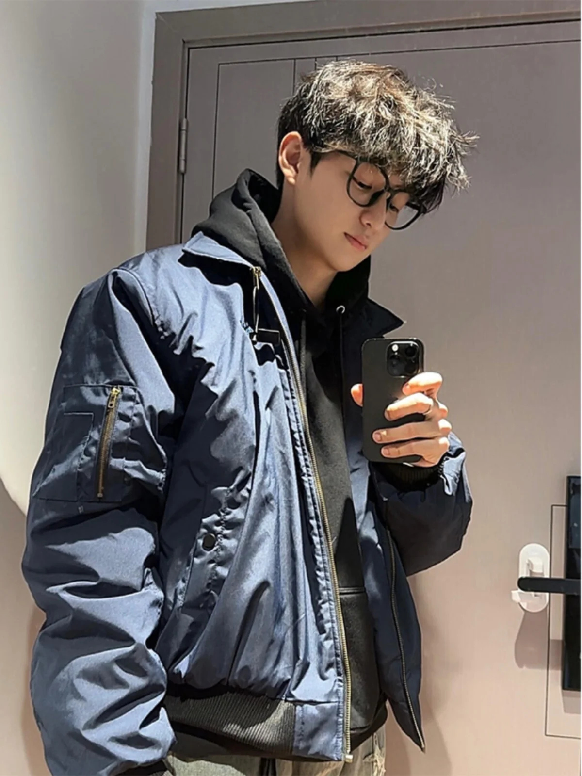 

GTLA Men's Thiened Cotton Flight Jaet Baseball Sle Winter Warm Casual Outerwear Flip Collar Long Sve Zipper Coat