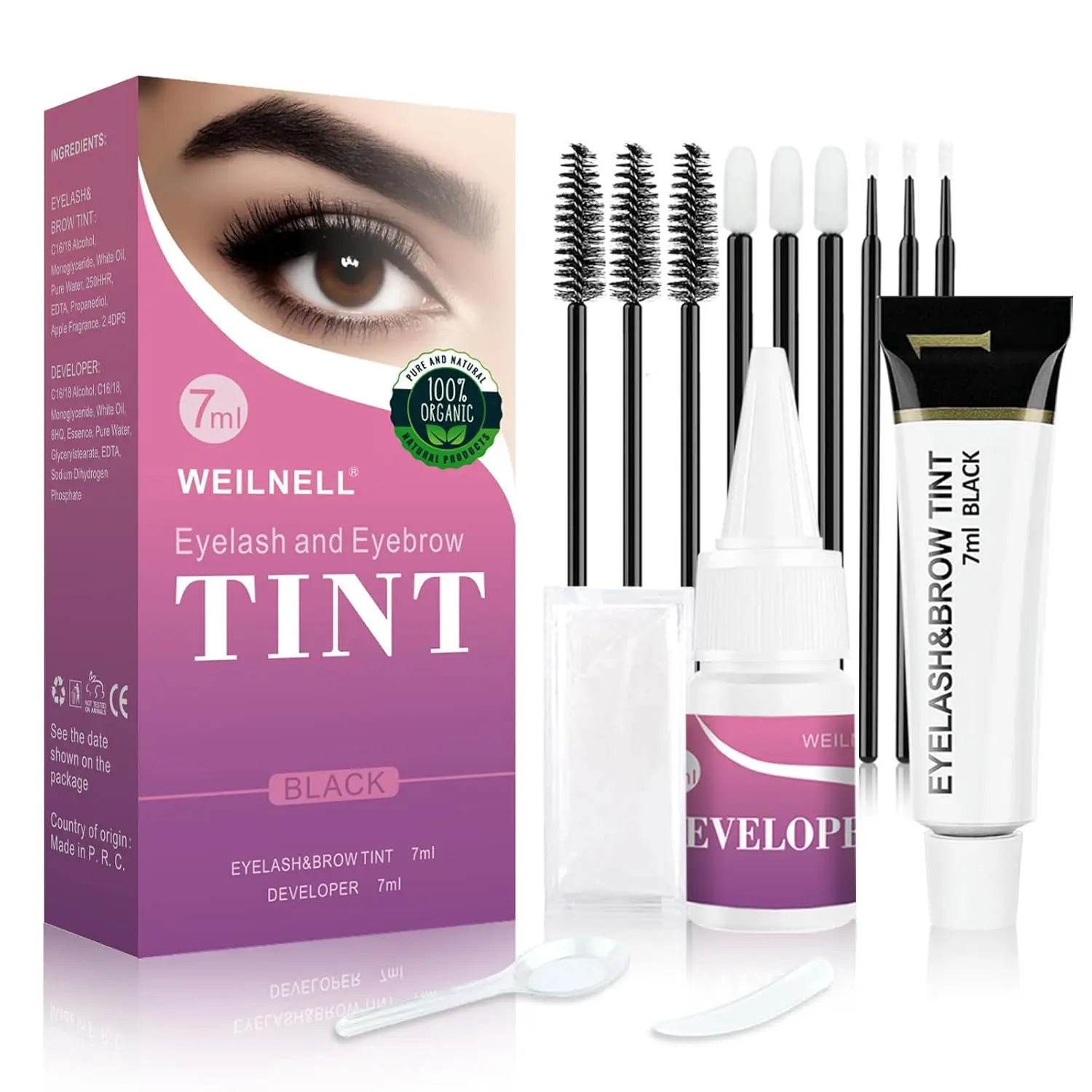 

Eyelash & Eyebrow Color Kit, Instant Black Lash & Brow Tint with Natural Bushy Look, Easy Salon at Home 7ml