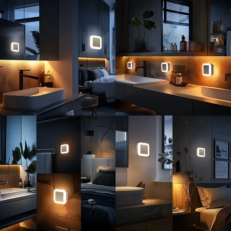 Luz nocturna con detección de luz, enchufe de luz LED nocturna inteligente, adecuada para dormitorios, baños, cocinas, pasillos, 1/2/4 Uds.