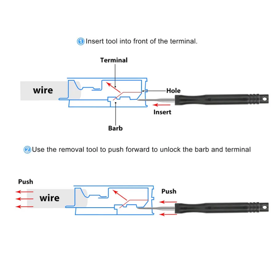 Strumento di smontaggio per auto riparazione spina per auto strumento di rimozione del terminale Pin ago divaricatore Pick Puller riparazione elettrica rimuovere l'estrattore del cavo